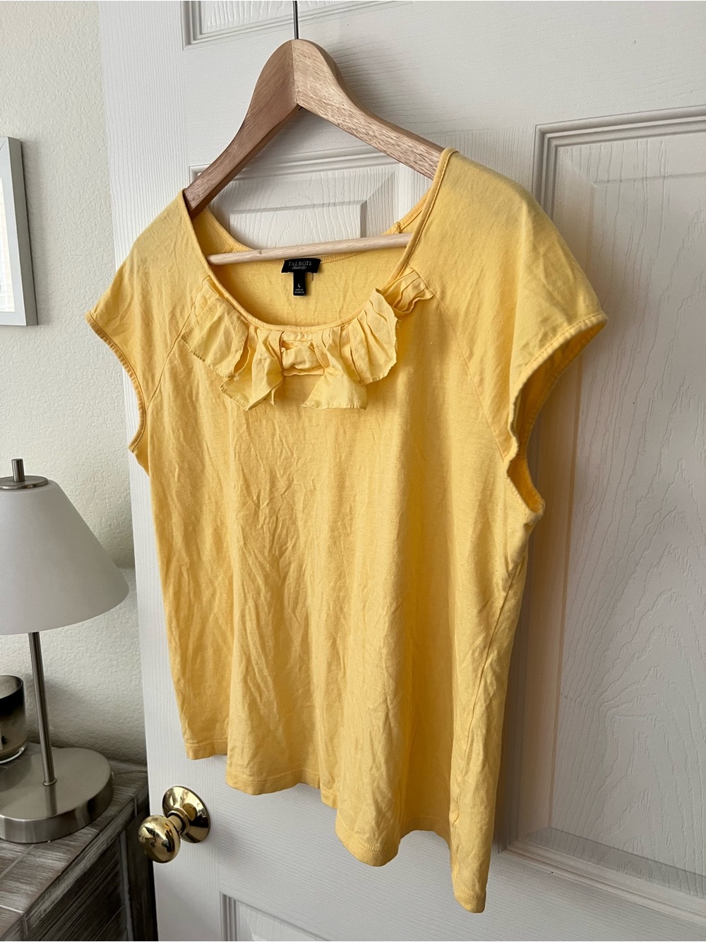 Talbots Yellow Ruffle Neck Top - Picture 8 of 8